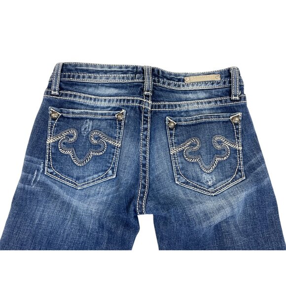 Be Rocks For Express Women's Blue  Medium Wash Rock Revival Bootcut Jeans Sz 2R - Picture 4 of 12